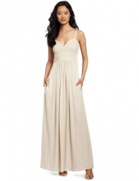 BCBGMAXAZRIA Women's Kyra Cropped Bustier Maxi Dress, Oatmeal, Large