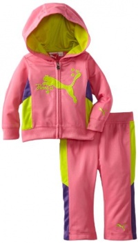 Puma - Kids Baby-Girls Infant Colorblock Hooded Tricot, Shocking Pink, 18 Months