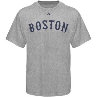 MLB Majestic Boston Red Sox Ash Official Road Wordmark T-shirt -