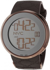 Gucci Men's YA114209 I-Gucci Digital Brown Rubber Strap Watch