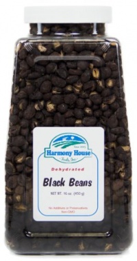 Harmony House Foods, True Dehydrated Beans, Black, 16 Ounce Quart Size Jar