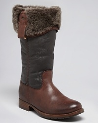 With a plush shearling lining, Frye's two-tone Melissa boots lend cozy comfort with Western influence.