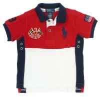 Polo Ralph Lauren Boys Mesh Big Pony USA Logo Polo Shirt - 24M - USA