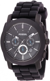 Fossil Men's FS4487 Black Silicone Bracelet Black Analog Dial Chronograph Watch