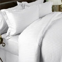 Egyptian Bedding 1500 Thread Count Egyptian Cotton 4 PIECE BED 1500TC Sheet Set, King, White Stripe 1500 TC