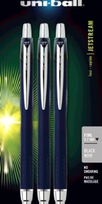 uni-ball Jetstream RT Fine Point Retractable Roller Ball Pens, 3 Black Ink Pens (70877)