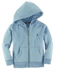 Polo Ralph Lauren Boy's 8-20 Full Zip Fleece Hoodie (Large (14-16), Light Blue)