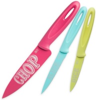 Jamie Oliver Funky Knife Set, Includes Chef's Knife, Serrated Paring Knife and Paring Knife