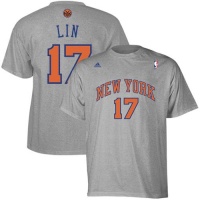 NBA adidas Jeremy Lin New York Knicks Name & Number T-Shirt - Gray