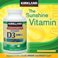 Kirkland Signature Maximum Strength Vitamin D3 2000 I.U. 600 Softgels,  Bottle