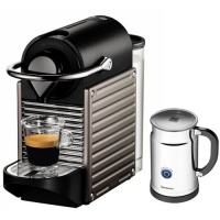 Nespresso Pixie Espresso Maker With Aeroccino Plus Milk Frother, Electric Titan