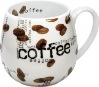 Konitz Coffee Collage Snuggle 14-Ounce Mugs, Set of 2, White