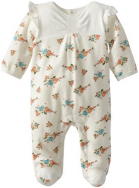 ABSORBA Baby-Girls Newborn Velour Bird Footie, White, 3-6 Months