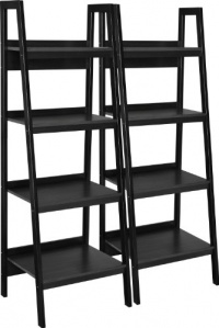 Altra Furniture Metal Frame Bundle Bookcase Ladder, Black, Set of 2