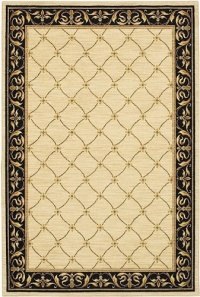 Area Rug 2x8 Runner Transitional Ivory-Black Color - Karastan Sierra Mar Collection