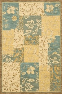 Area Rug 5x8 Rectangle Transitional Robins Egg Blue-Ivory Color - Karastan Sierra Mar Collection