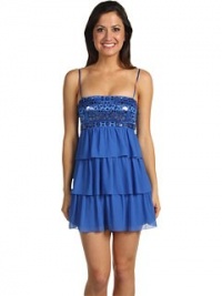 BCBGMAXAZRIA Silk Party Dress Larkspur Blue