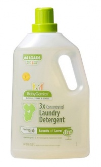 BabyGanics Loads of Love 3X Laundry Detergent, Economy Size, Fragrance Free, 64-Fluid Ounce Bottle, Packaging May Vary