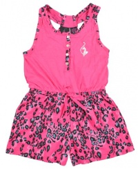 Baby Phat Girls Fuchsia & Cheetah Print Romper Size 4 5/6 6X