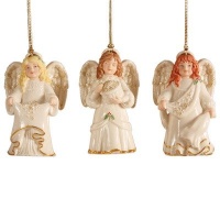 Lenox China Heavenly Angel Ornament Set Gift Box of 3 Different Angels