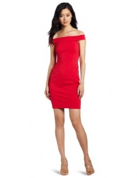 HALSTON HERITAGE Women's Off Shoulder Dress, Lipstick Red, 8