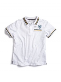 GUESS Kids Boys Short-Sleeve Polo Shirt with Graphic, WHITE (12/14)