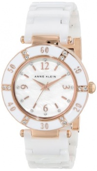 Anne Klein Women's 109416RGWT Swarovski Crystal-Accented Rose-Tone and White Ceramic Watch