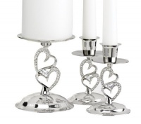 Hortense B. Hewitt Wedding Accessories Nickel-Plates Sparkling Love Candle Stands, Set of 3