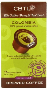 CBTL Colombia Brew Coffee Capsules By The Coffee Bean & Tea Leaf, 16-Count Box