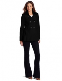 Via Spiga Women's Bella Double-Breasted Cropped Trench, Black, X-Small