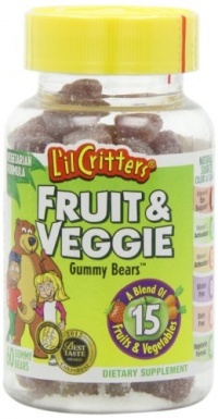 L'il Critters Fruit & Veggie Bears Dietary Supplement, Assorted Flavors, 60-Count Bottles (Pack of 4)