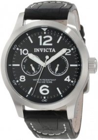 Invicta Men's 0764 II Collection Black Dial Black Leather Watch