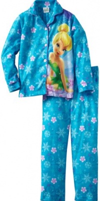 Komar Kids Girls 2-6X Pretty Tinker Bell Long Sleeve Disney 2 Piece Pajama Set, Blue, 4/5