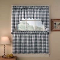 Peri Window Treatments, Rowan Plaid Tailored Swag Pair Sage