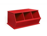 Badger Basket Three Bin Storage Cubby, Red