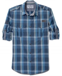 Match this roll-tab shirt from DKNY Jeans with a pair of crisp denim and give yourself a sharp look.