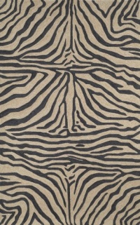 Liora Manne Ravella Zebra Rug, 8-Feet 3-Inch by 11-Feet 6-Inch, Black