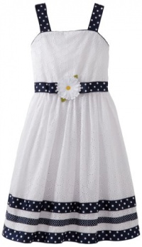 Sweet Heart Rose Girls 7-16 Plus Size Eyelet Daisy Dress, White/Blue, 16.5