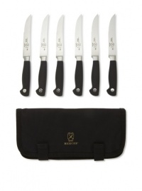 Mercer Cutlery Genesis 7-Piece Forged Steak Knife Set, Steel/Black