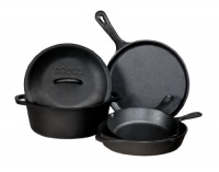 Lodge 5-Piece Cast Iron Cookware Set, Black