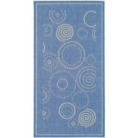 Safavieh CY1906-3103 Courtyard Collection Blue and Natural Indoor/Outdoor Area Rug, 2-Feet 7-Inch by 5-Feet