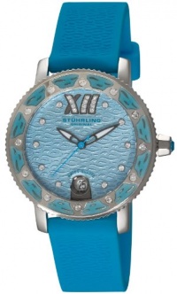 Stuhrling Original Women's 225R.1116I6 Nautical Regatta Marina Sport Swiss Quartz Swarovski Sky Blue Rubber Strap Watch