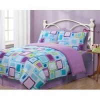 Twin Geo Aqua Square Reversible Comforter Set