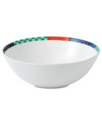 Make your table a masterpiece. Royal Doulton's Paolozzi serving bowl is trimmed with vibrant graphic designs inspired by the work of Sir Eduardo Paolozzi, a pivotal figure in pop art history.