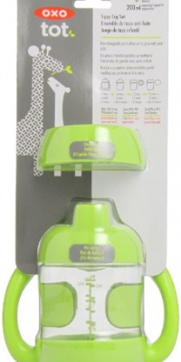 OXO Tot Sippy Cup with Bonus Training Lid Set, Green, 7 Ounce