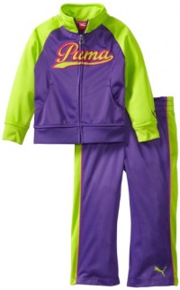 PUMA Girls 2-6X Toddler Raglan Tricot Track Jacket And Pant Set, Royal Purple, 4T