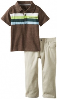 Calvin Klein Boys 2-7 Polo with Khaki Pants Toddler, Brown, 3T