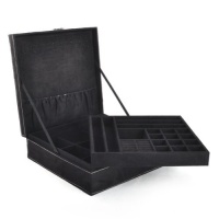 Aspire Lint Jewelry Box / Jewelry Organizer, Two-layer, 10 x 10 x 3 - Black, Gift Idea