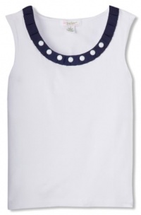 KC Parker Girls 7-16 Big Cotton Spandex Jeweled Sleeveless Top, White, 12