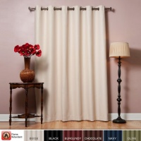 Wide Width Flame Retardant Grommet Blackout Curtain 80W X 84L Panel - Beige - BWFL